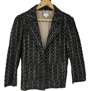 Yoana Baraschi Crochet Lace Structured Jacket Blazer Size 6 Lined 3/4 Sleeve